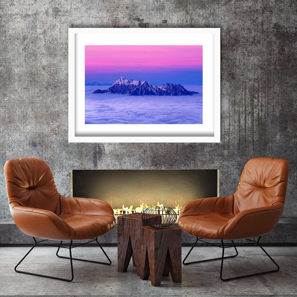 Glezna baltā rāmī - Peaks Above The Clouds 3 Home Trends DECO