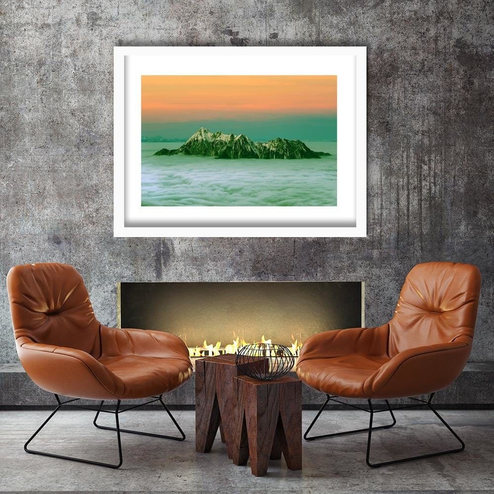 Glezna baltā rāmī - Peaks Above The Clouds 4 Home Trends DECO