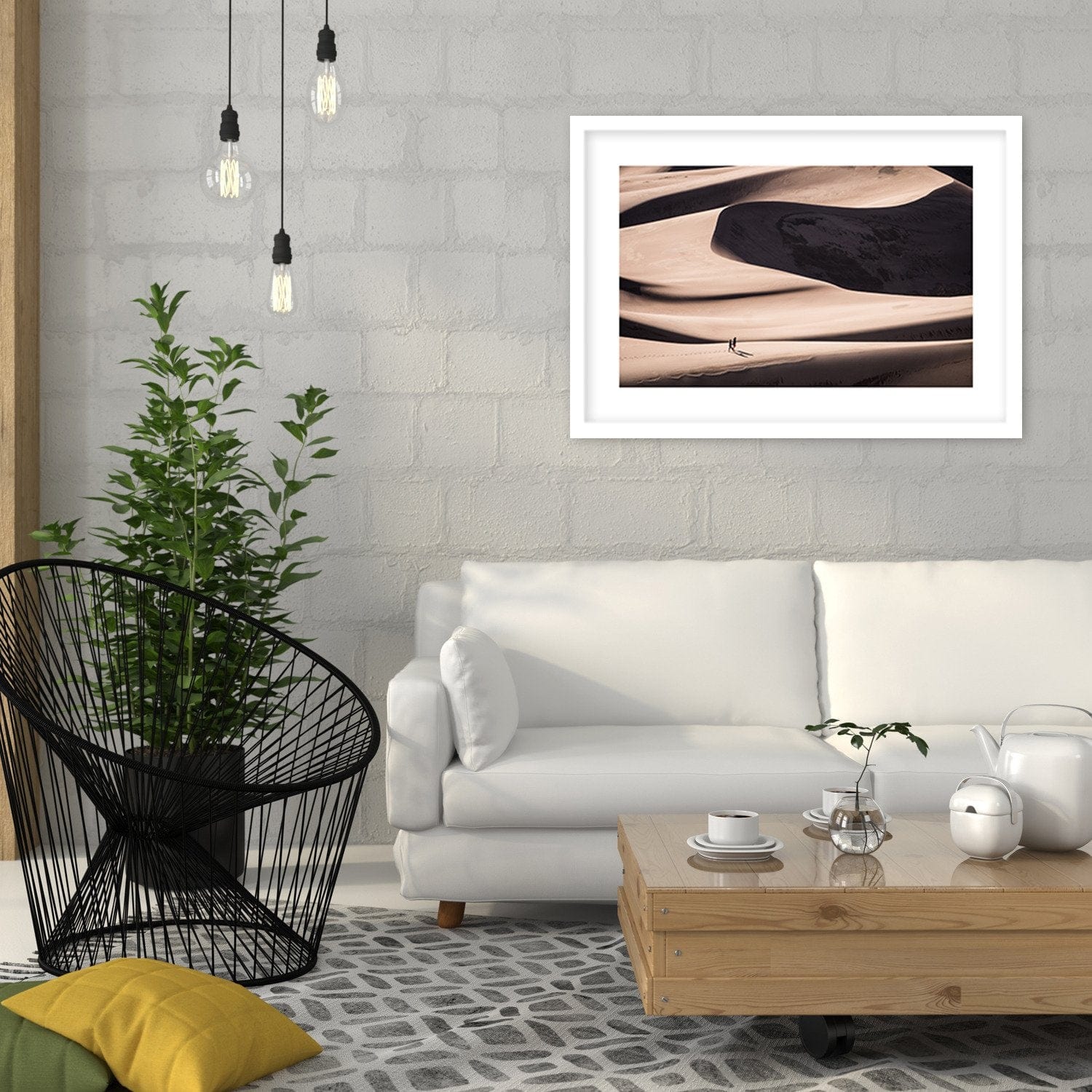 Glezna baltā rāmī - People In The Desert Home Trends DECO