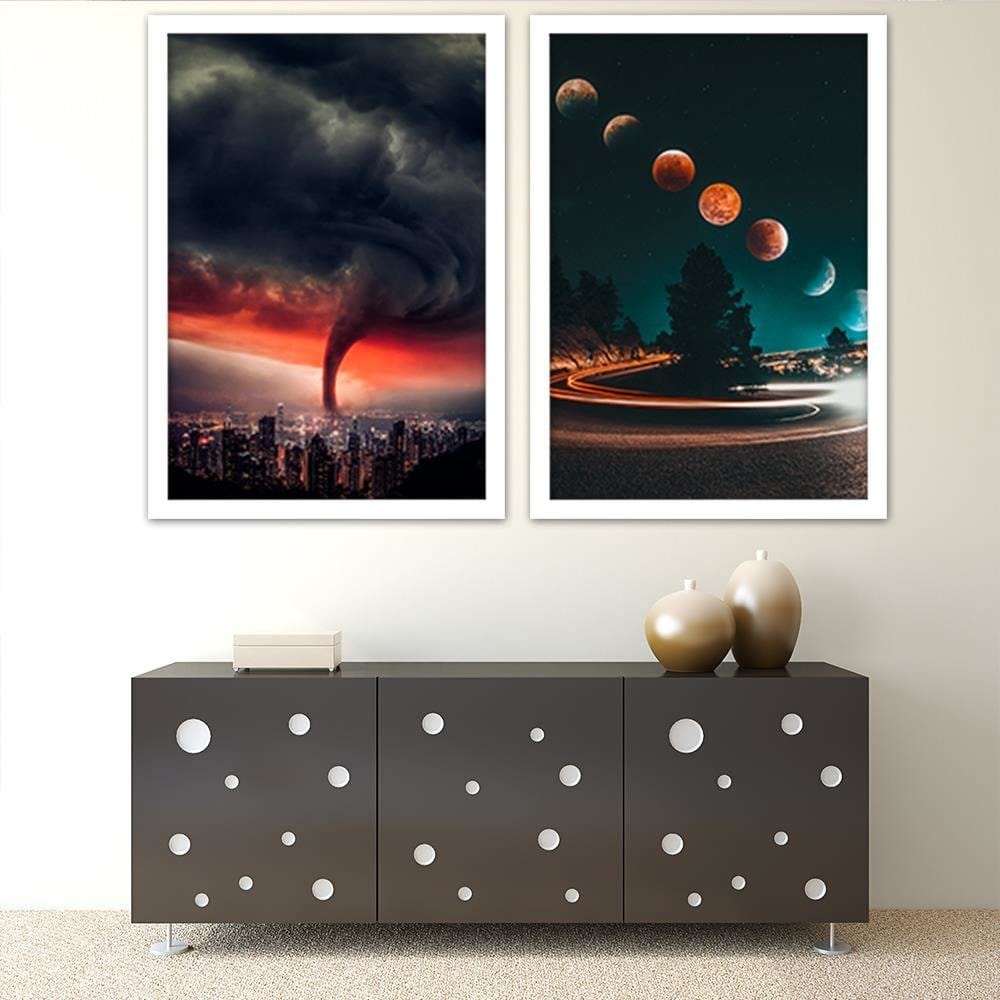Glezna baltā rāmī - Phases Of The Moon And The Lights Home Trends DECO