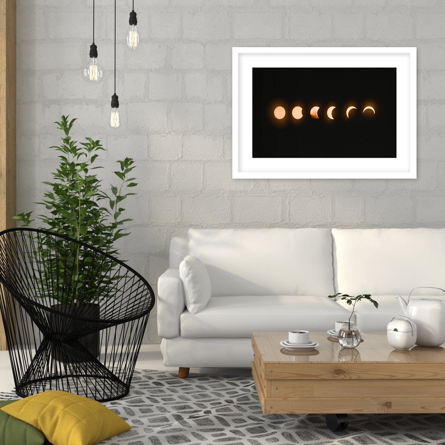 Glezna baltā rāmī - Phases Of The Moon Eclipse Home Trends DECO
