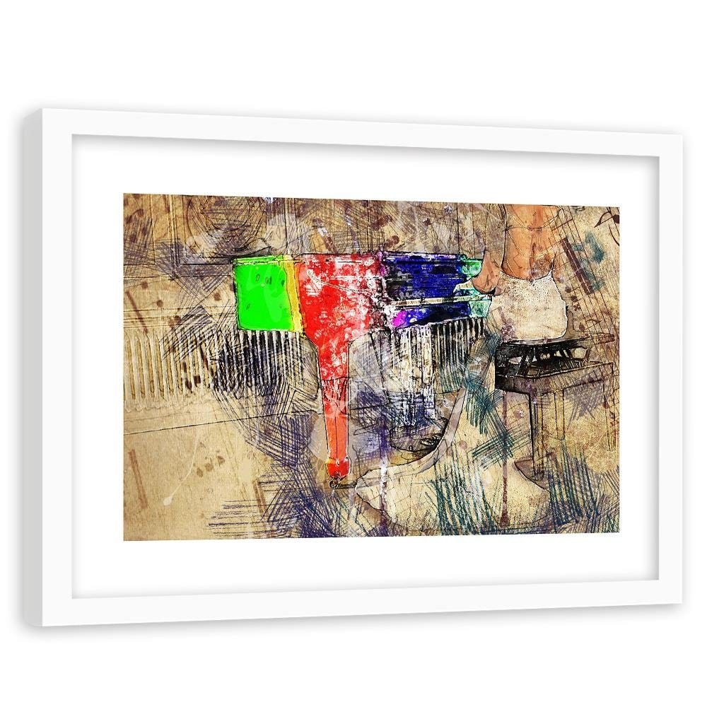 Glezna baltā rāmī - Pianist Abstraction Home Trends DECO