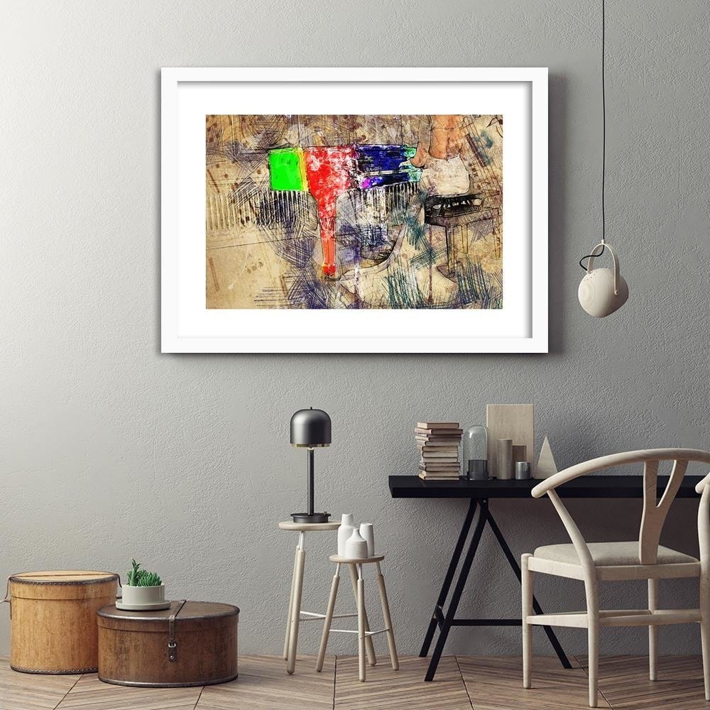 Glezna baltā rāmī - Pianist Abstraction Home Trends DECO