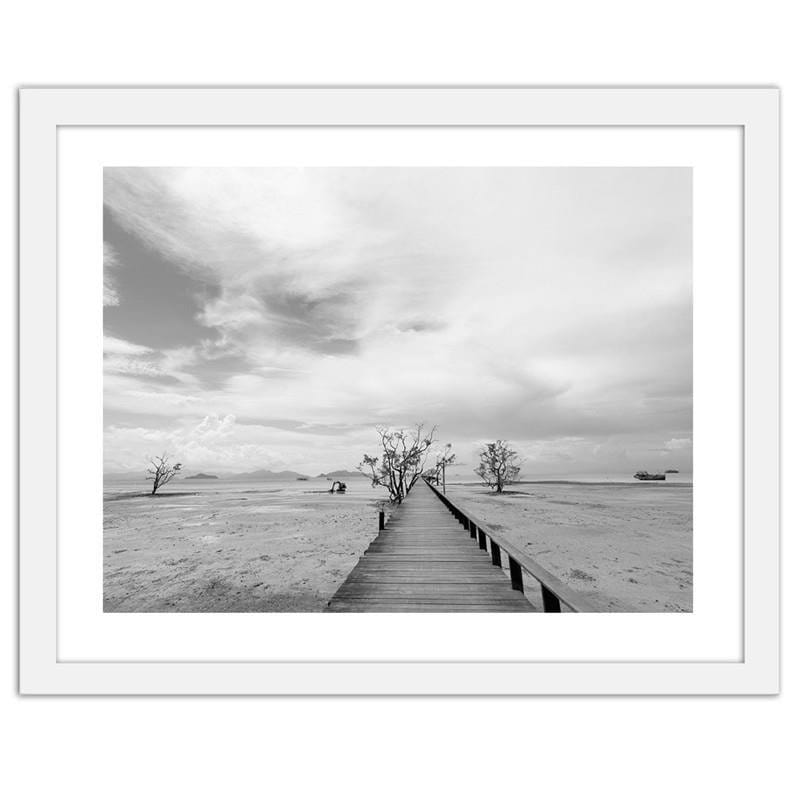 Glezna baltā rāmī - Picturesque landscape with a bridge 2 Home Trends DECO