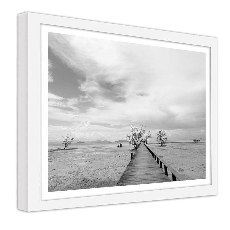Glezna baltā rāmī - Picturesque landscape with a bridge 2 Home Trends DECO