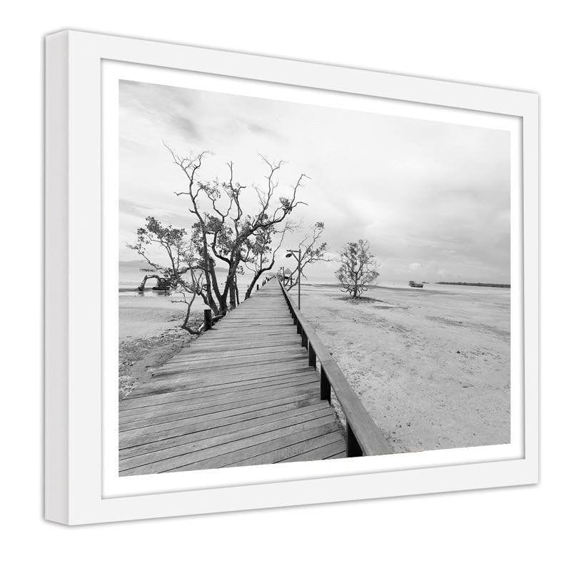 Glezna baltā rāmī - Picturesque landscape with a bridge Home Trends DECO