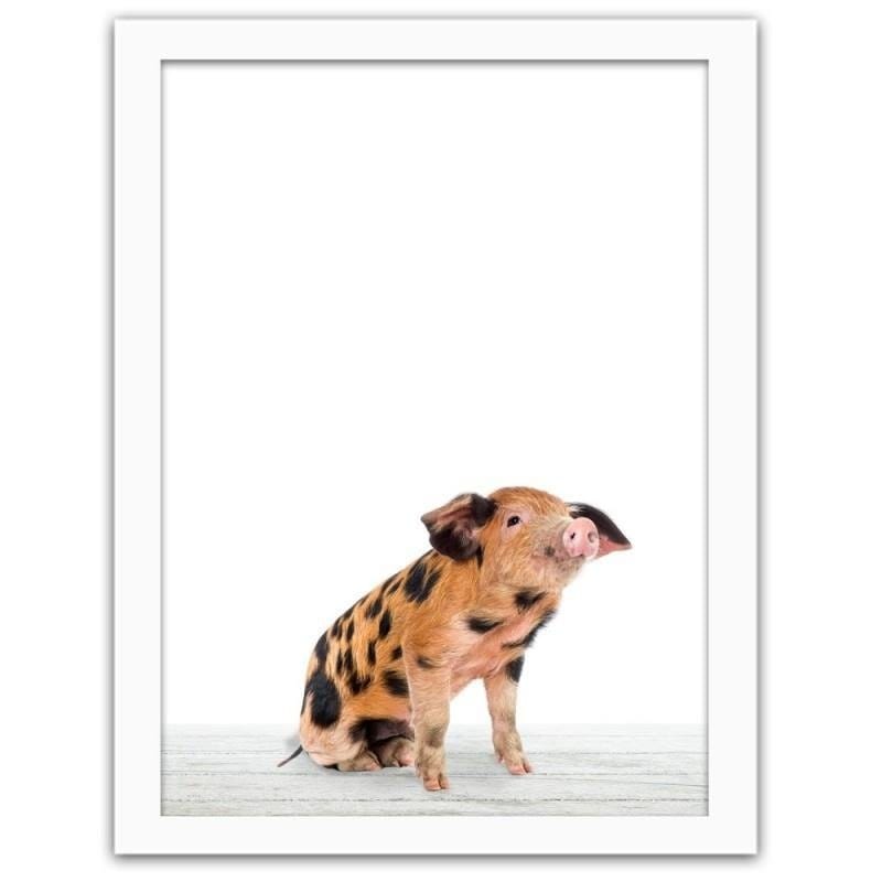 Glezna baltā rāmī - Piglet in black patches Home Trends DECO