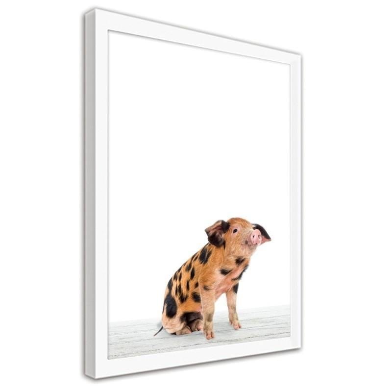 Glezna baltā rāmī - Piglet in black patches Home Trends DECO