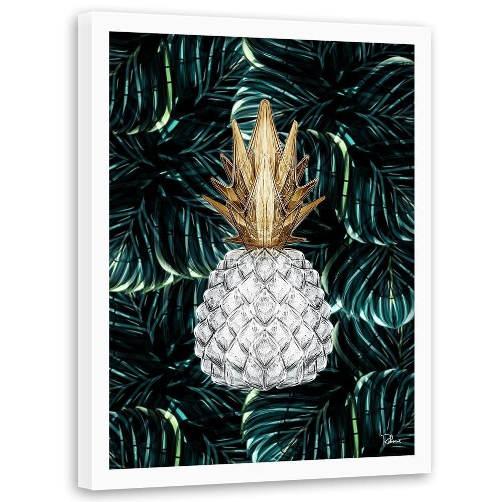 Glezna baltā rāmī - Pineapple Image Tropical Green Home Trends DECO