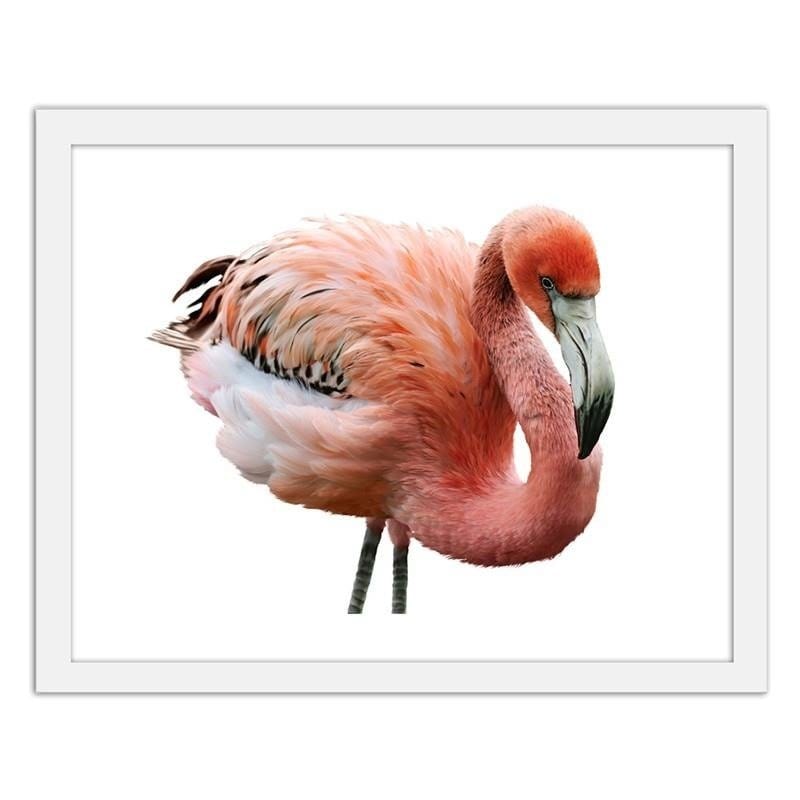 Glezna baltā rāmī - Pink flamingo Home Trends DECO