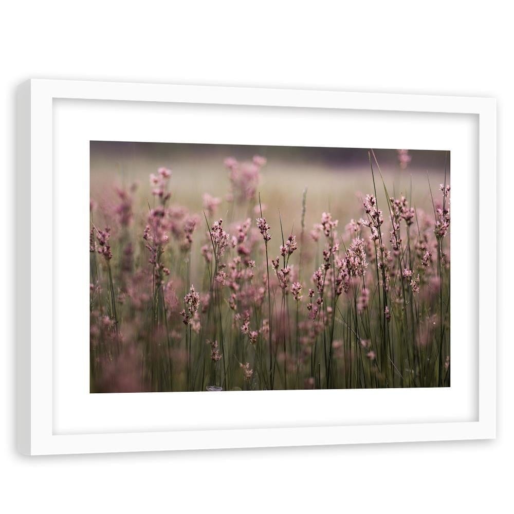 Glezna baltā rāmī - Pink Flower Field Home Trends DECO