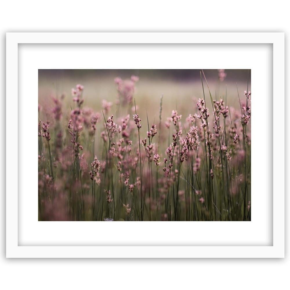 Glezna baltā rāmī - Pink Flower Field Home Trends DECO