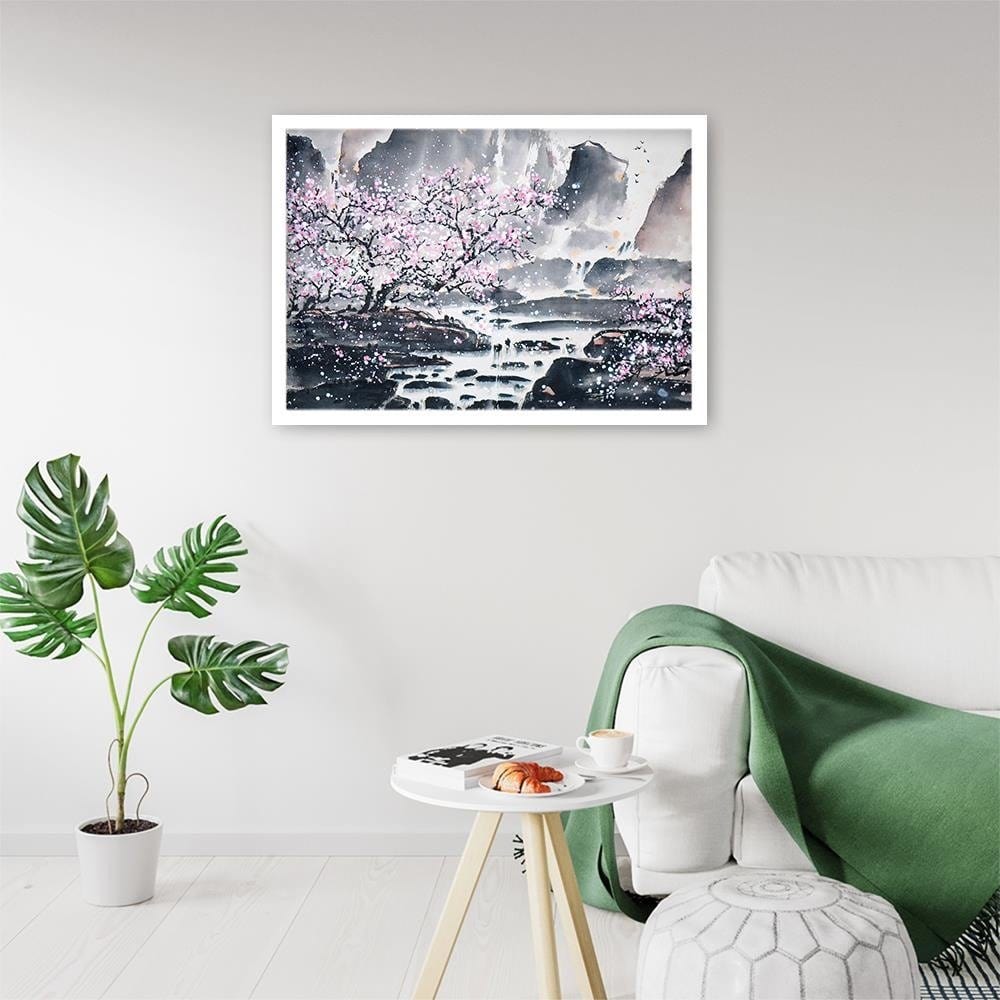 Glezna baltā rāmī - Pink Trees Home Trends DECO