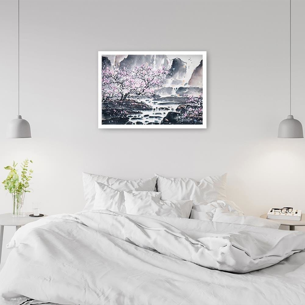 Glezna baltā rāmī - Pink Trees Home Trends DECO