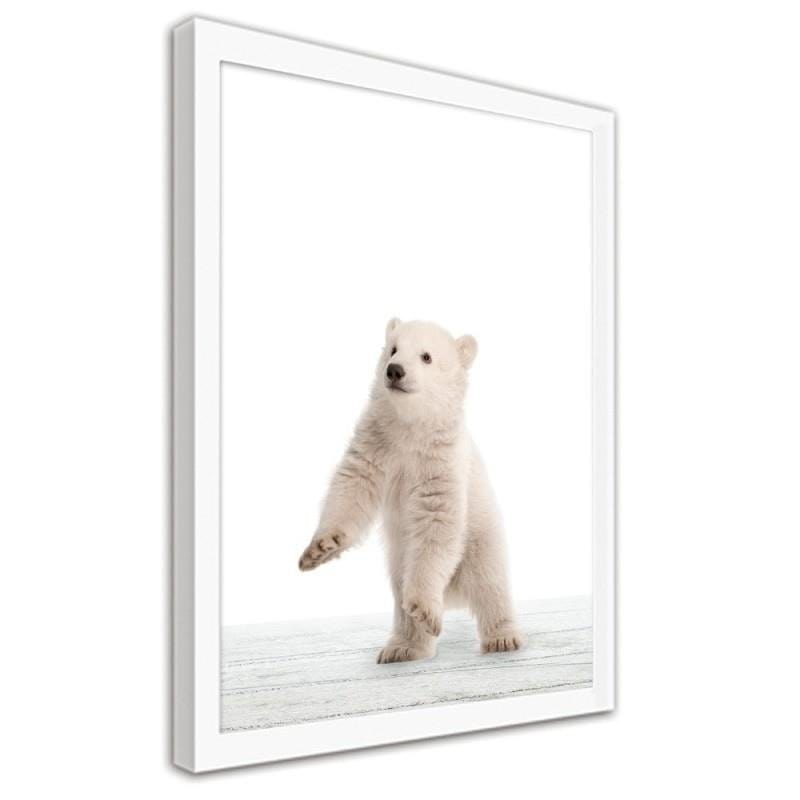 Glezna baltā rāmī - Polar bear Home Trends DECO