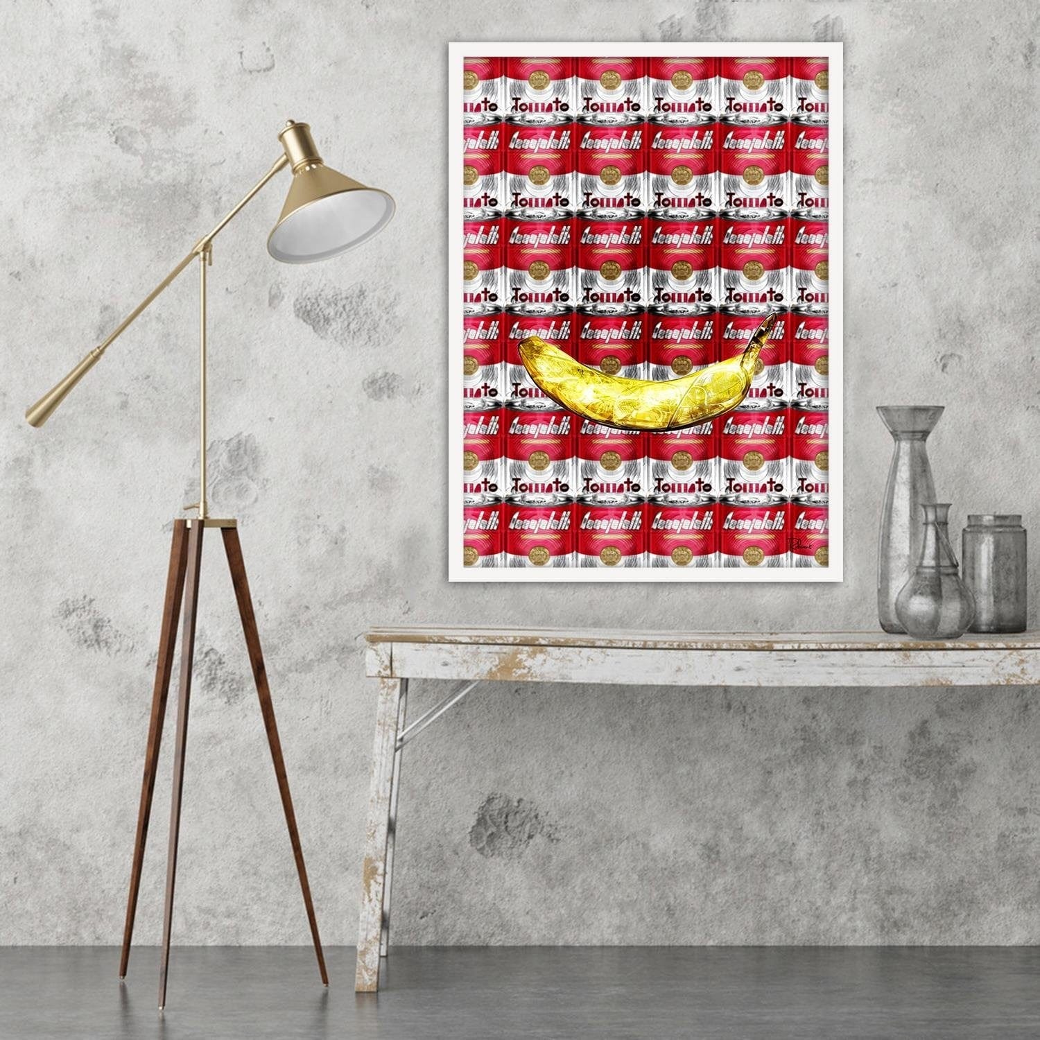 Glezna baltā rāmī - Pop Art Soup Cans Red Home Trends DECO