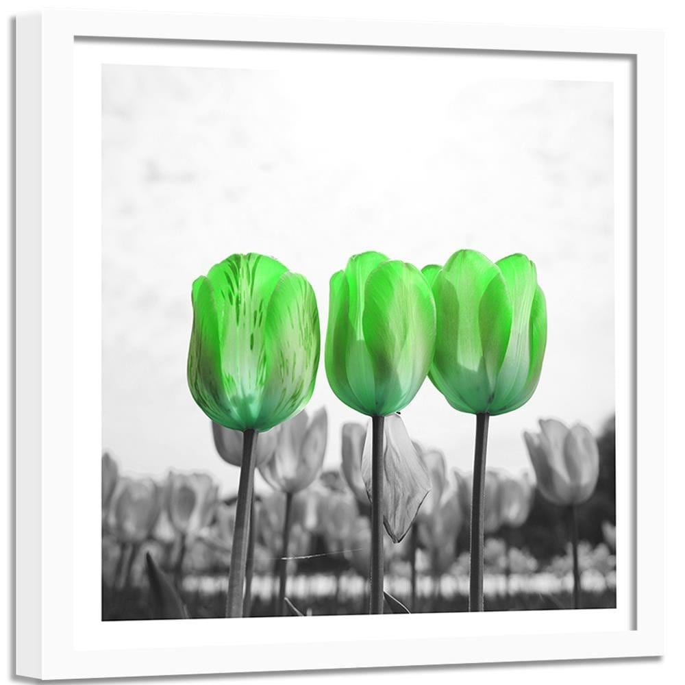 Glezna baltā rāmī - Poppies On Green Meadow Home Trends DECO