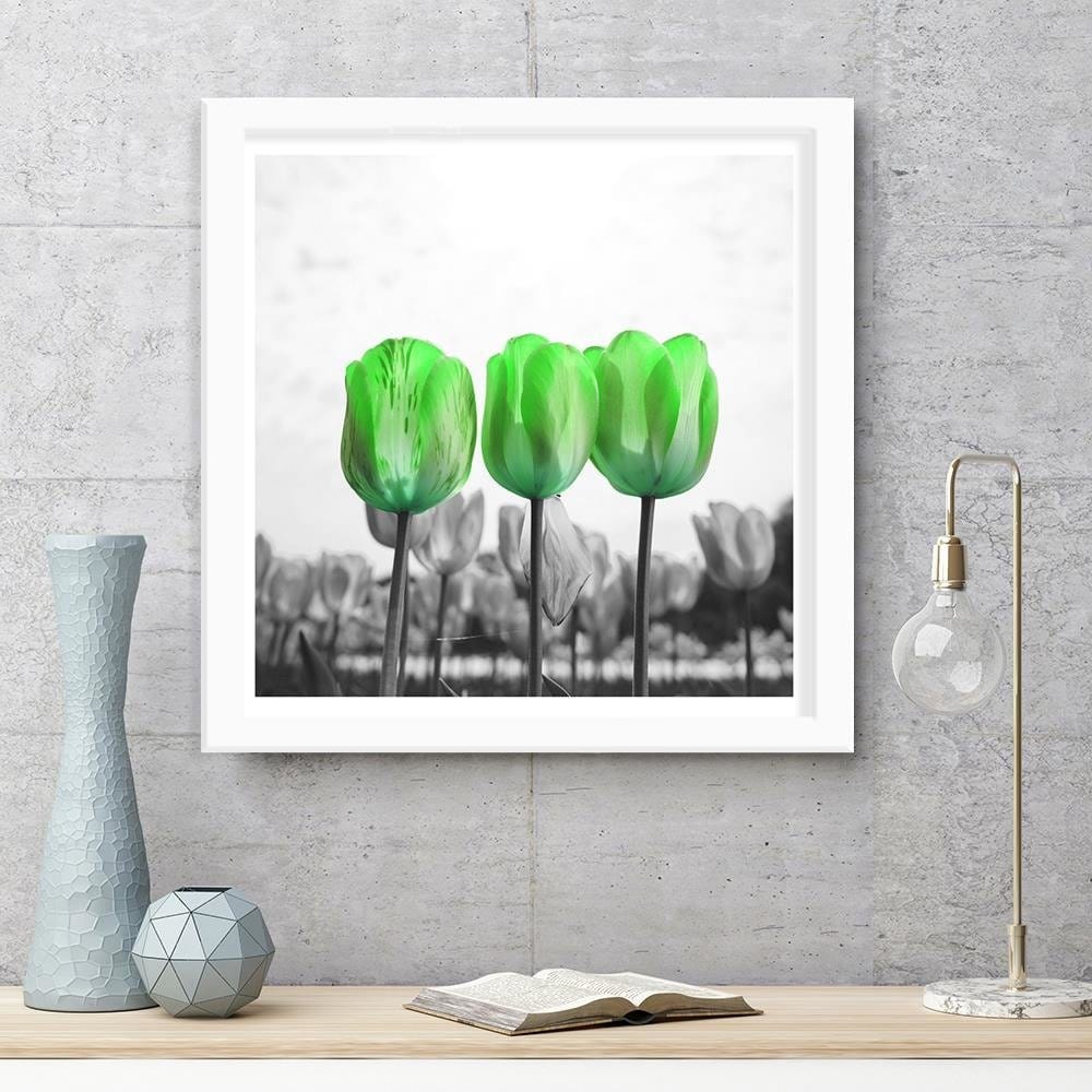 Glezna baltā rāmī - Poppies On Green Meadow Home Trends DECO