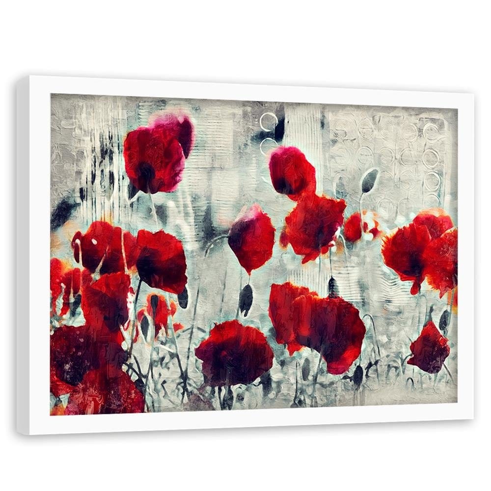 Glezna baltā rāmī - Poppy Flowers 1 Home Trends DECO