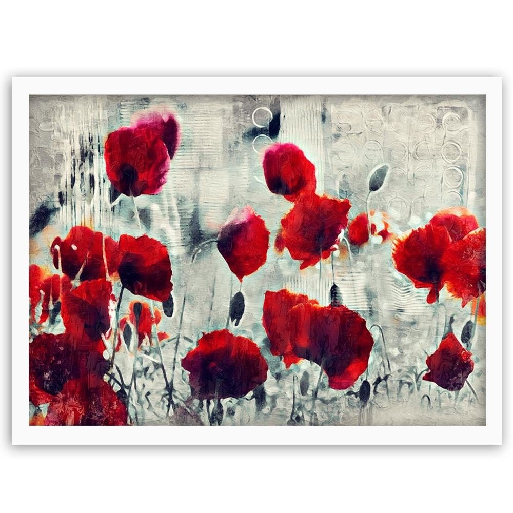 Glezna baltā rāmī - Poppy Flowers 1 Home Trends DECO