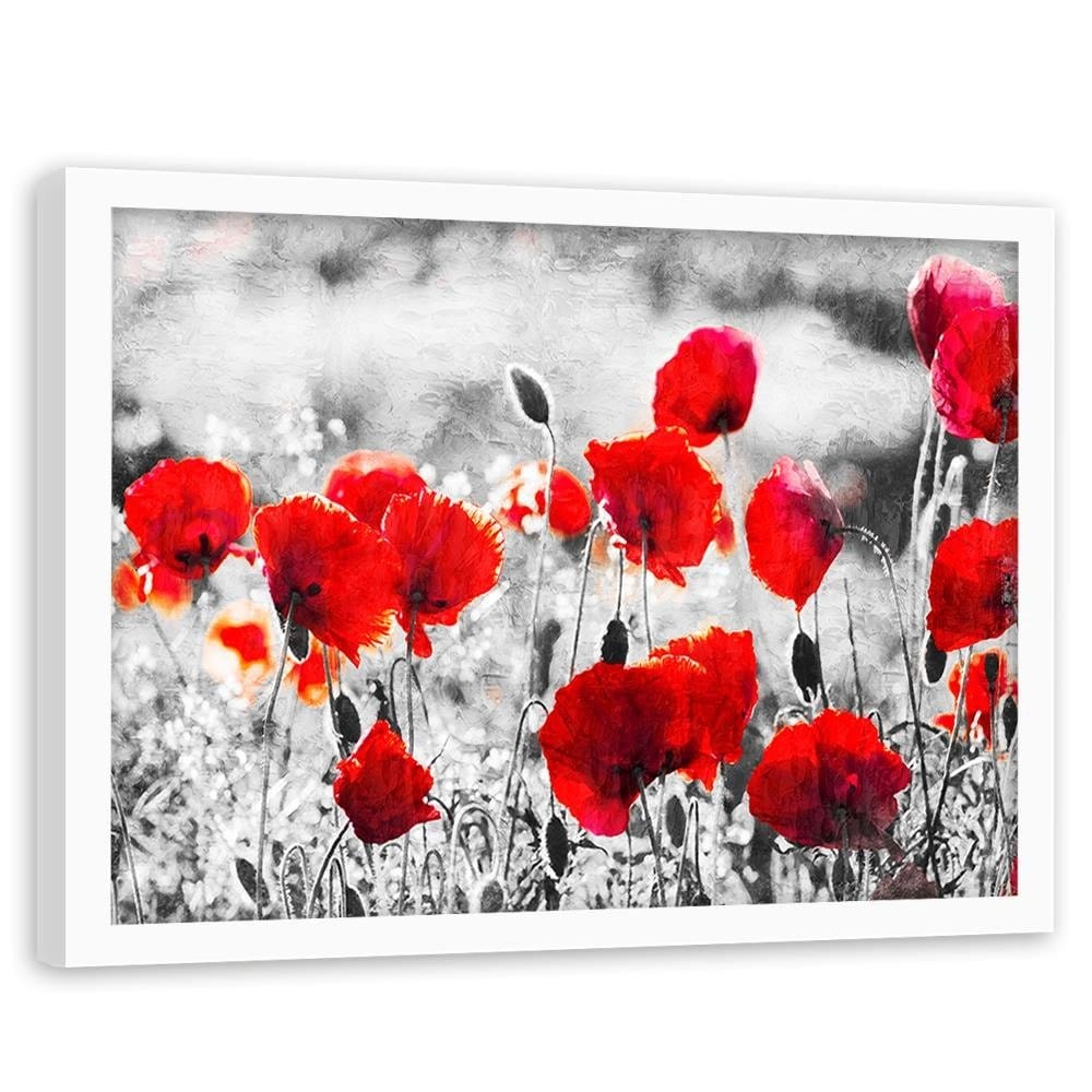 Glezna baltā rāmī - Poppy Flowers 2 Home Trends DECO