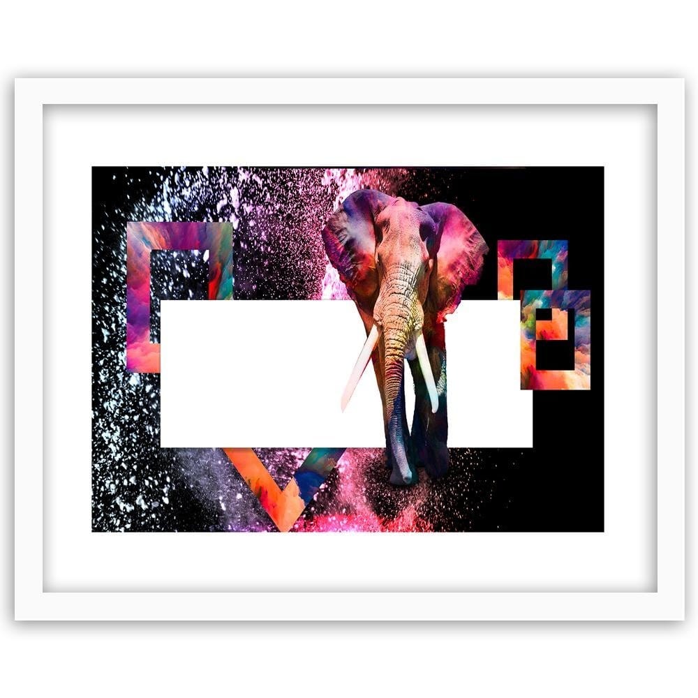 Glezna baltā rāmī - Powerful Elephant 1 Home Trends DECO
