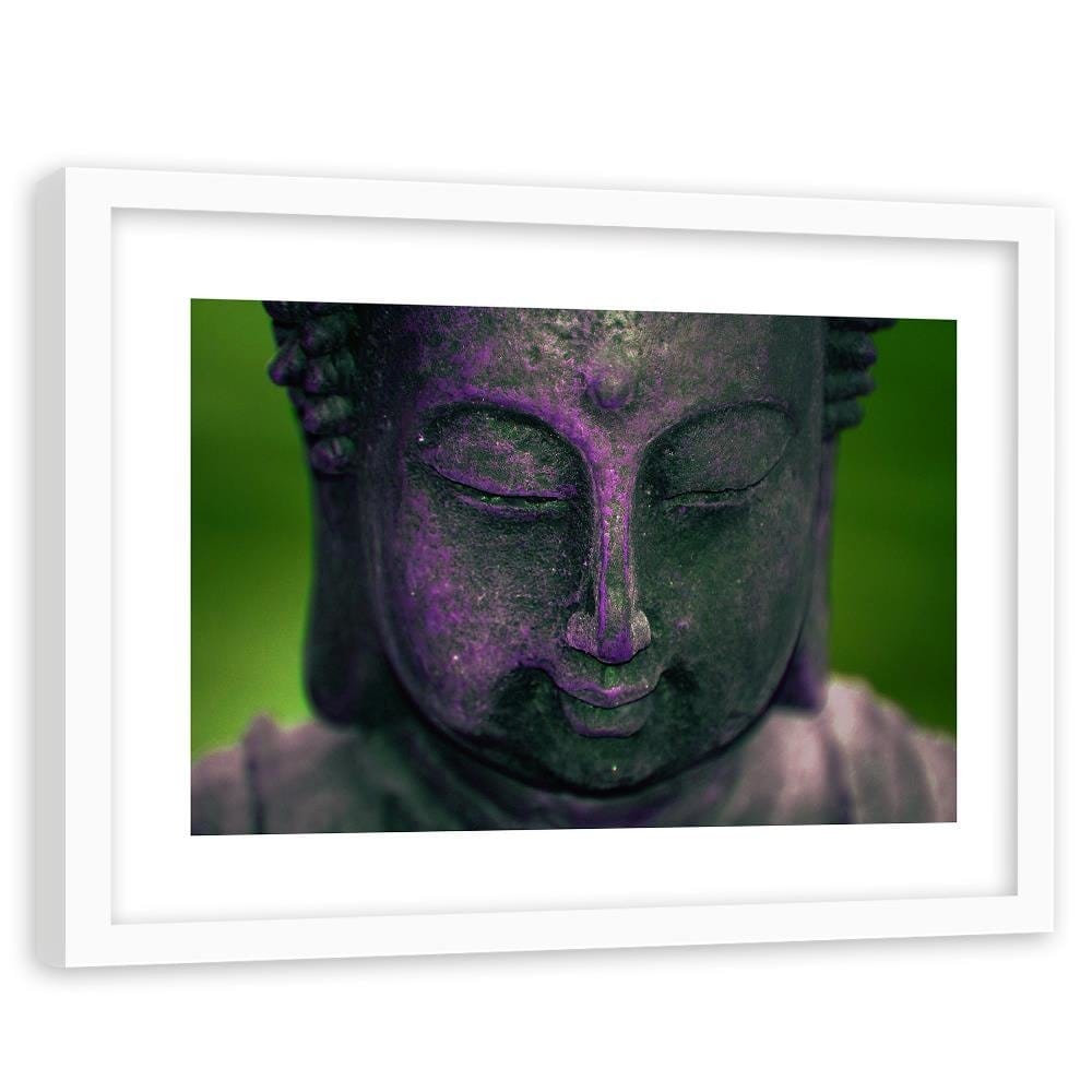 Glezna baltā rāmī - Purple Buddha Head Home Trends DECO
