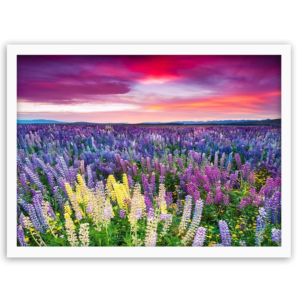 Glezna baltā rāmī - Purple Flowers Home Trends DECO