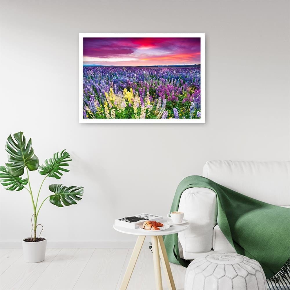 Glezna baltā rāmī - Purple Flowers Home Trends DECO