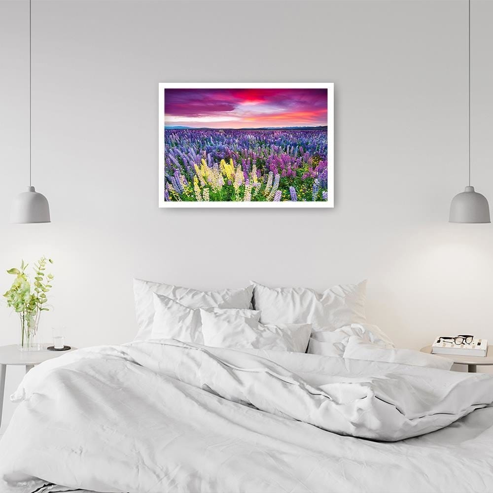 Glezna baltā rāmī - Purple Flowers Home Trends DECO