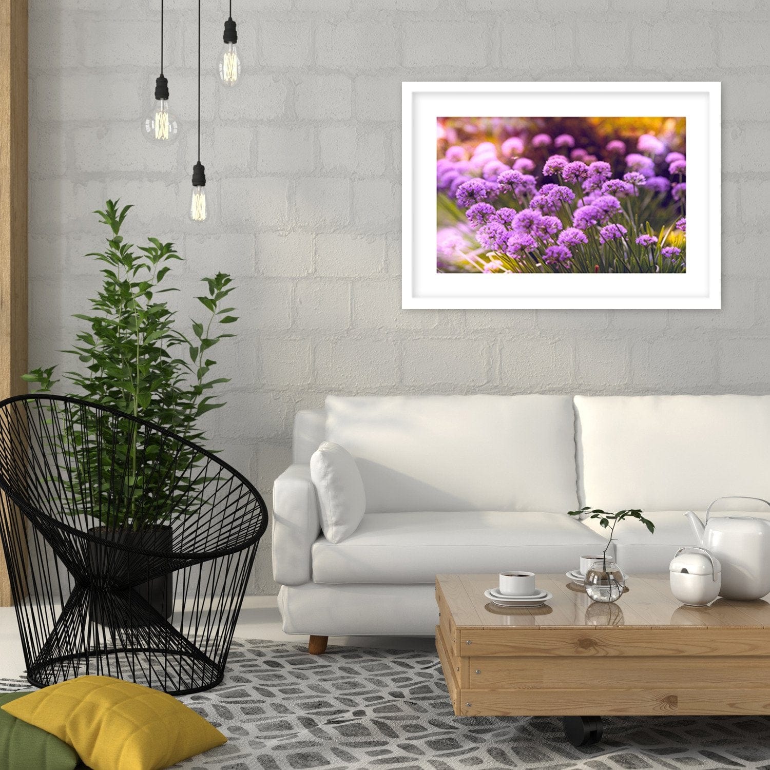 Glezna baltā rāmī - Purple Garden  Home Trends DECO