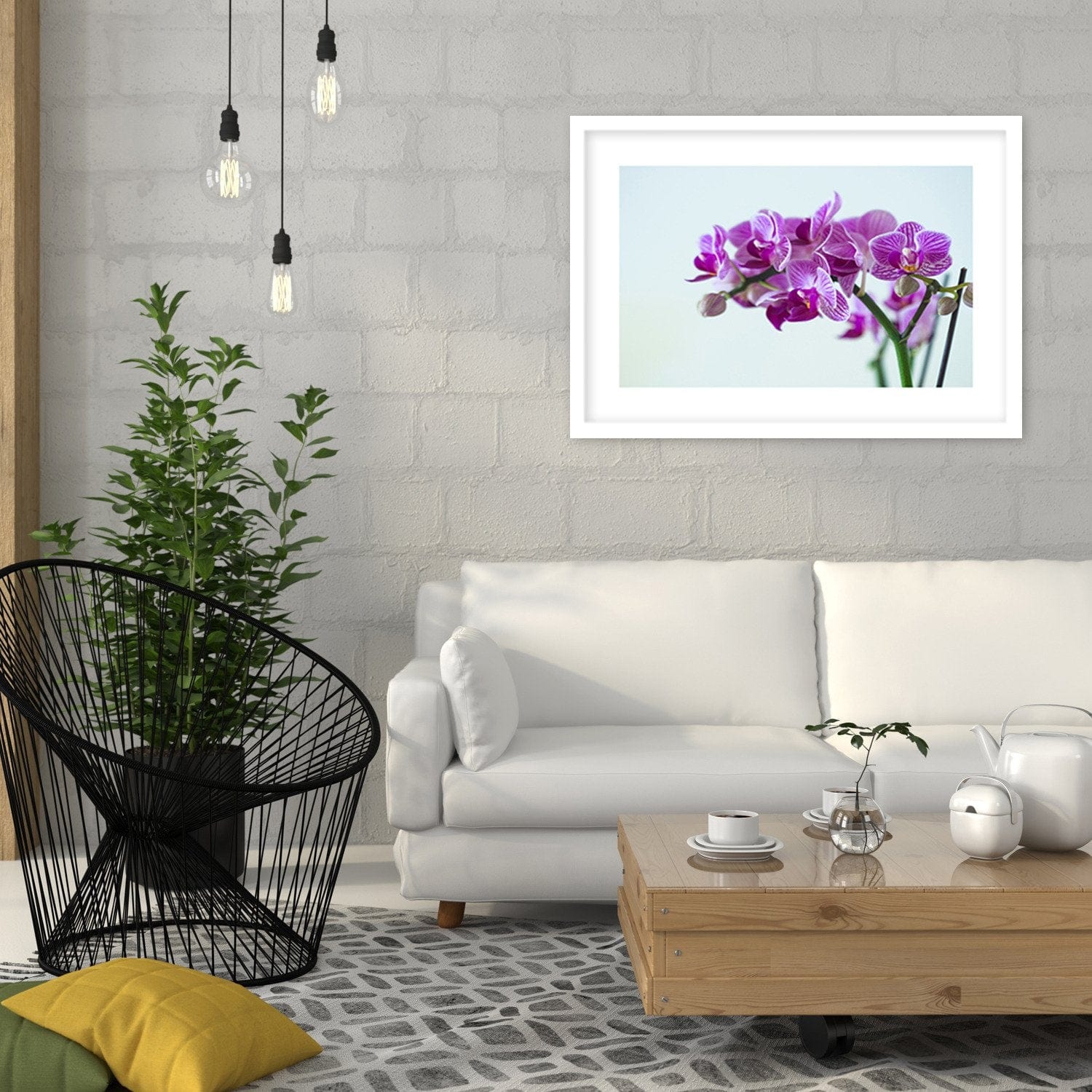 Glezna baltā rāmī - Purple Orchid  Home Trends DECO