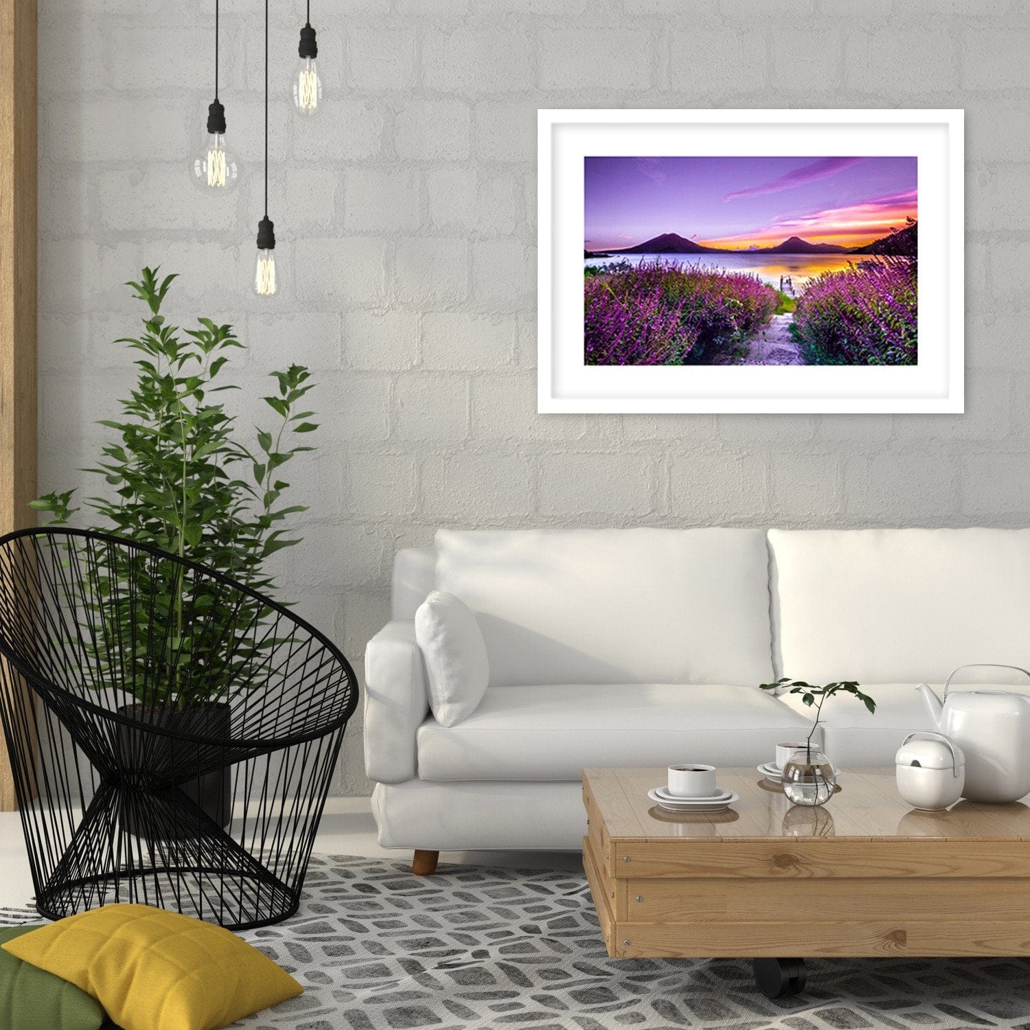 Glezna baltā rāmī - Purple Paradise Home Trends DECO