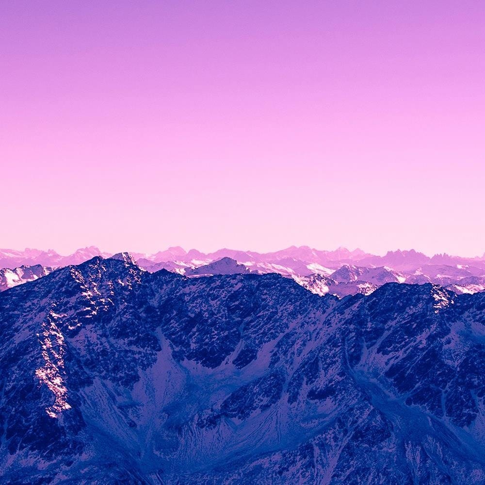 Glezna baltā rāmī - Purple Sunrise In The Mountains Home Trends DECO