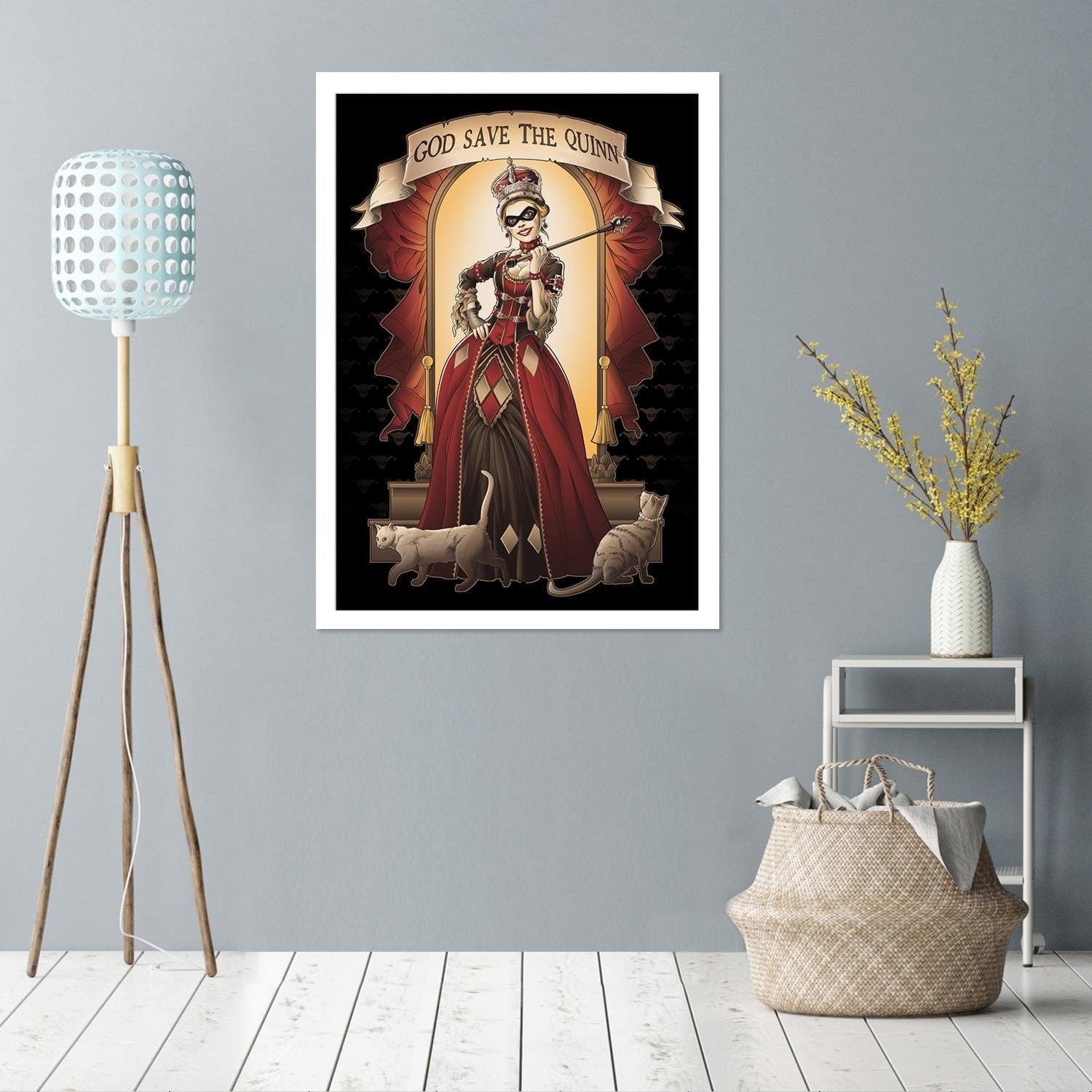 Glezna baltā rāmī - Queen Of The Cat Home Trends DECO