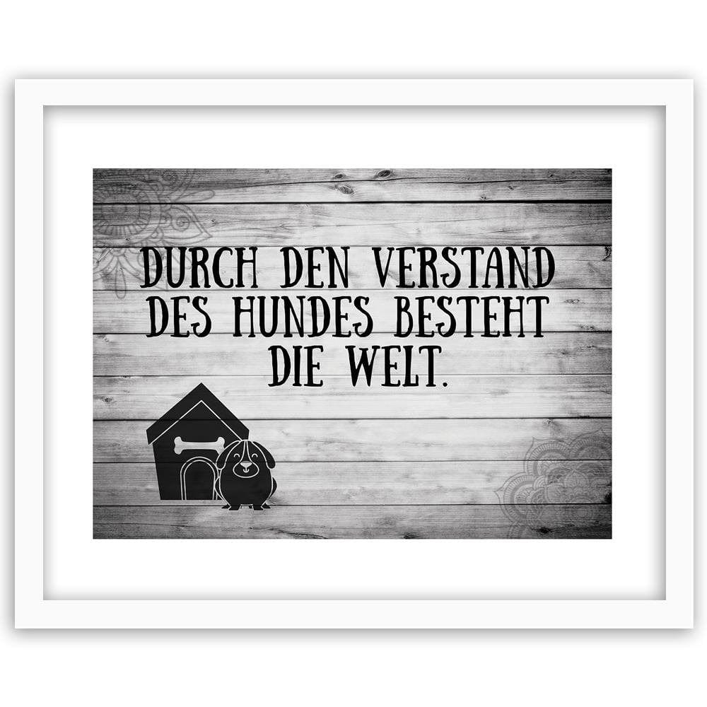 Glezna baltā rāmī - Quote Dog In Front Of Doghouse Home Trends DECO