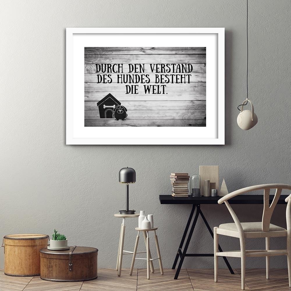 Glezna baltā rāmī - Quote Dog In Front Of Doghouse Home Trends DECO