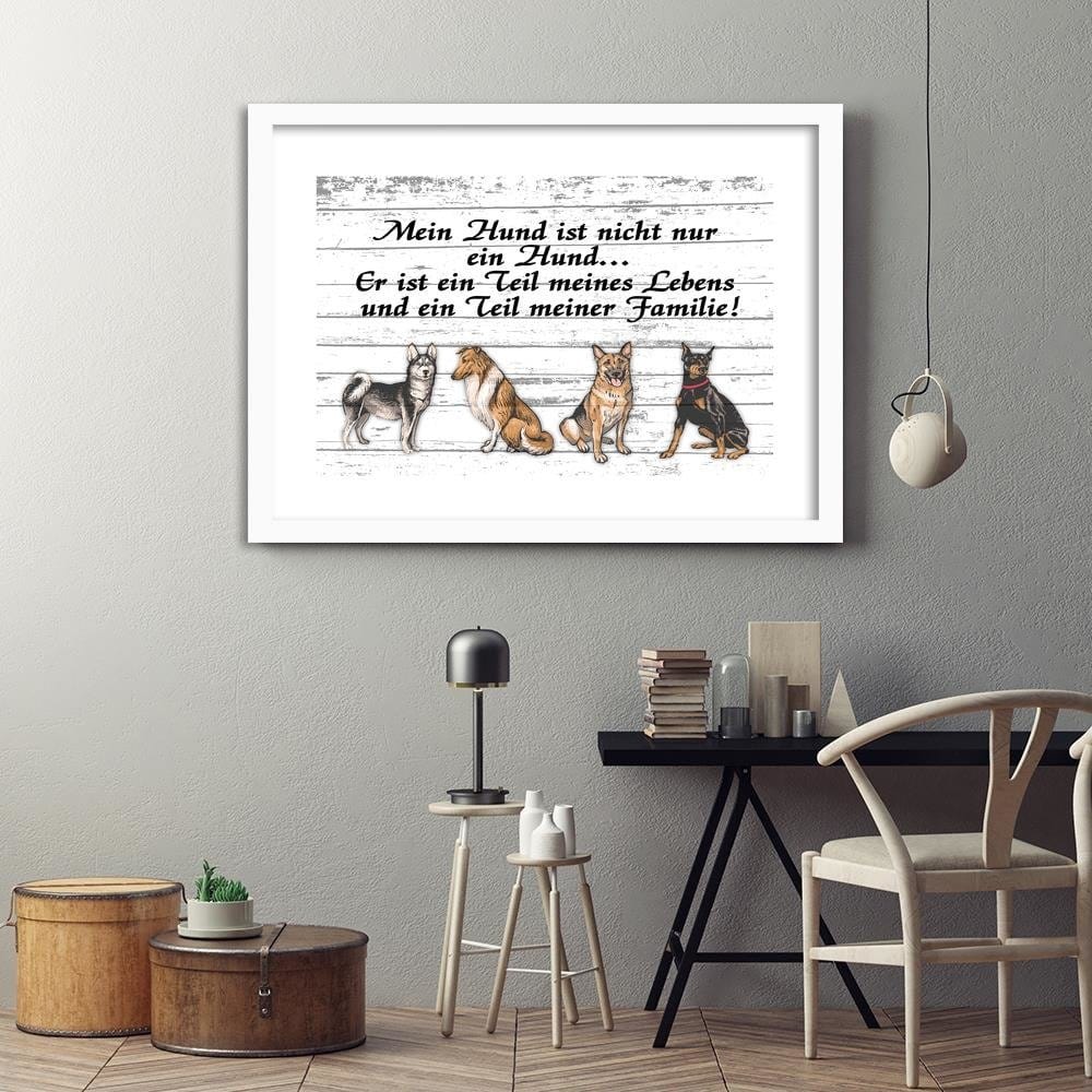 Glezna baltā rāmī - Quote Four Dogs Home Trends DECO