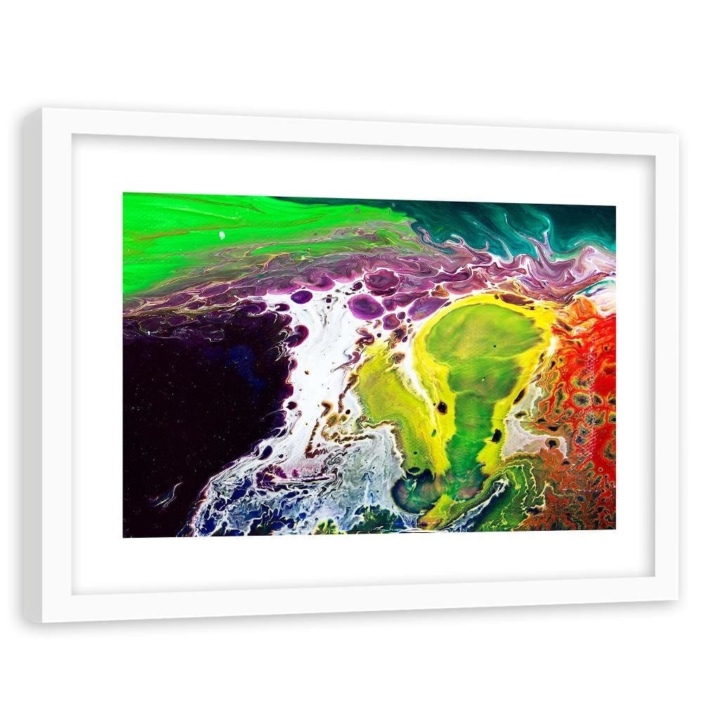 Glezna baltā rāmī - Rainbow Abstraction Home Trends DECO