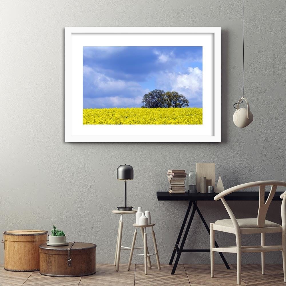 Glezna baltā rāmī - Rapeseed And Trees Home Trends DECO