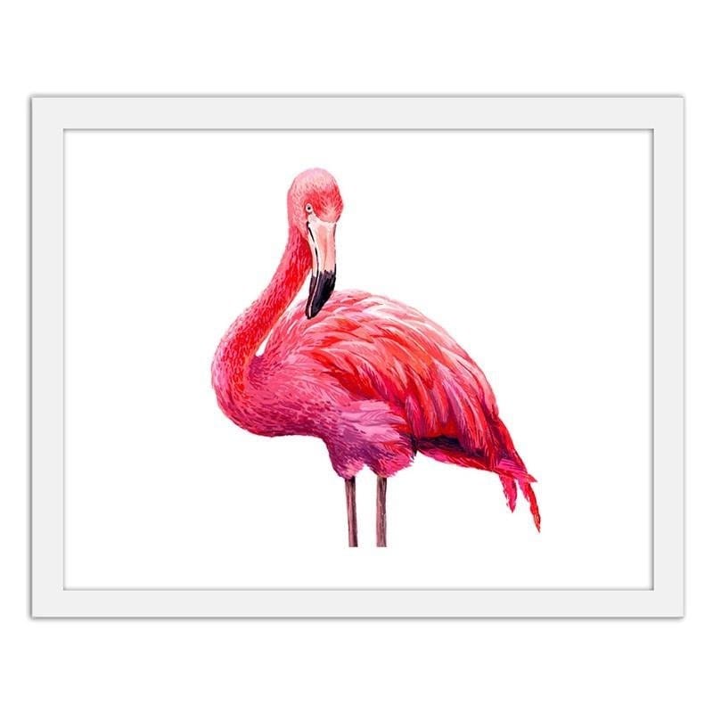 Glezna baltā rāmī - Realistic illustration of a pink flamingo Home Trends DECO