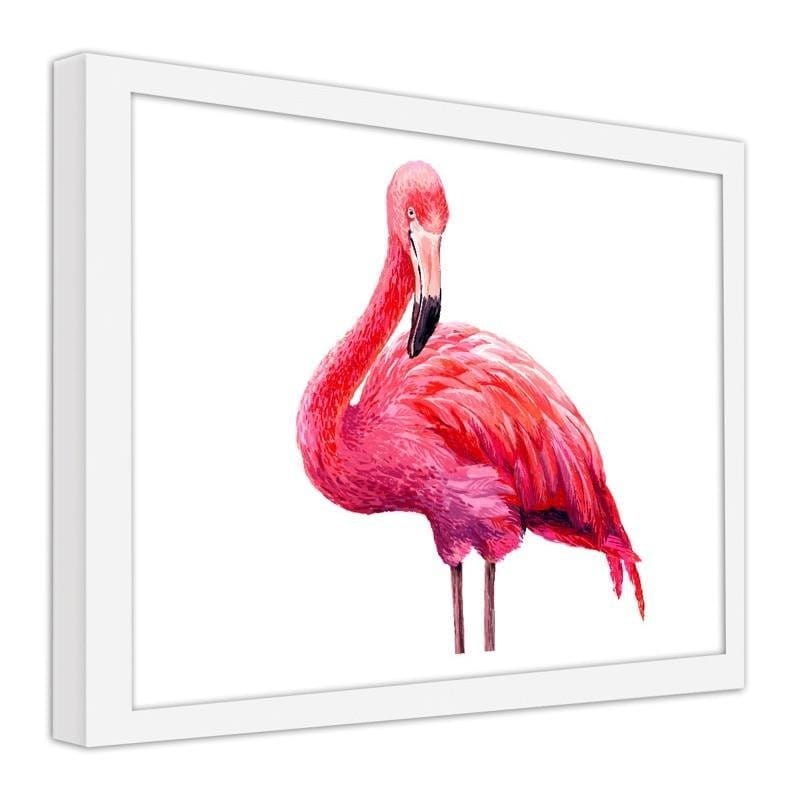 Glezna baltā rāmī - Realistic illustration of a pink flamingo Home Trends DECO