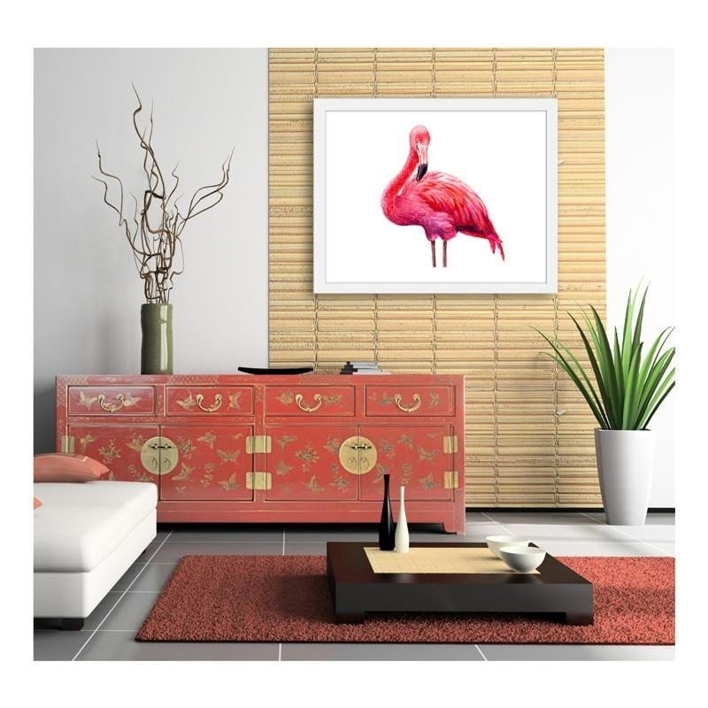 Glezna baltā rāmī - Realistic illustration of a pink flamingo Home Trends DECO