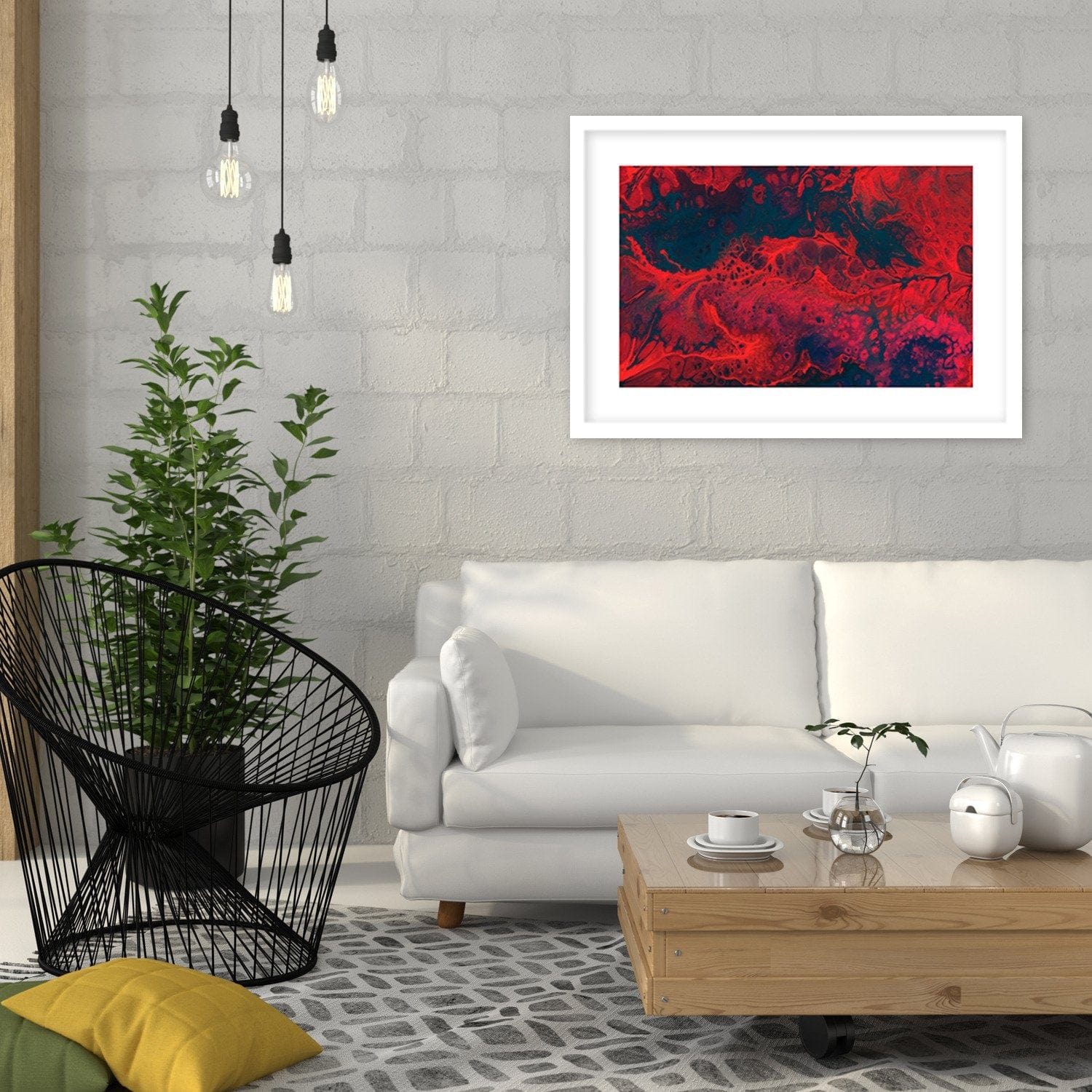 Glezna baltā rāmī - Red Abstraction  Home Trends DECO