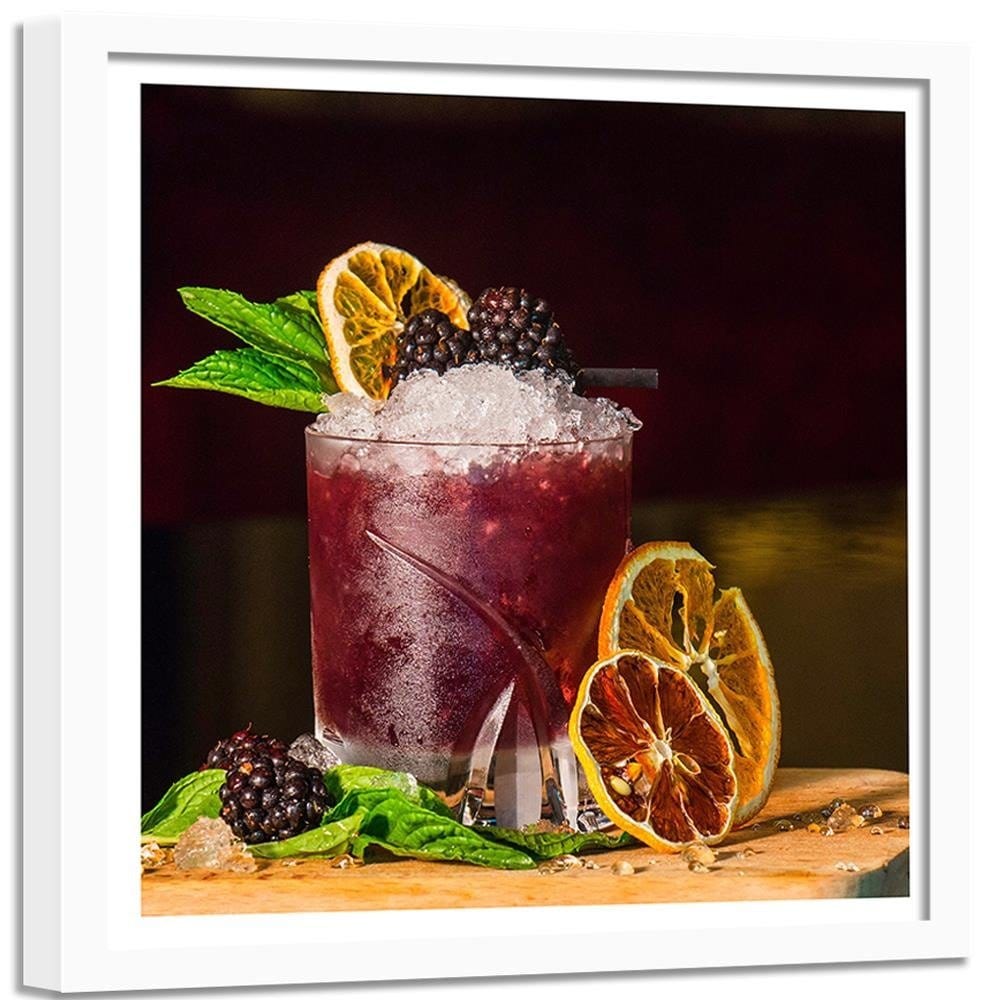 Glezna baltā rāmī - Red Drink And Lemon Slices Home Trends DECO