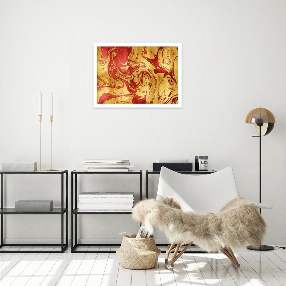 Glezna baltā rāmī - Red-Gold Abstraction Home Trends DECO