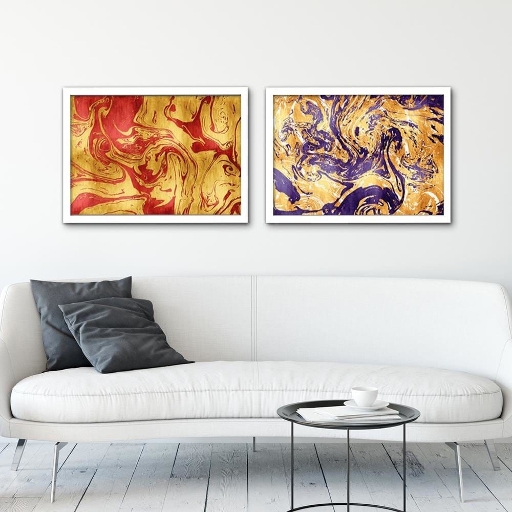 Glezna baltā rāmī - Red-Gold Abstraction Home Trends DECO