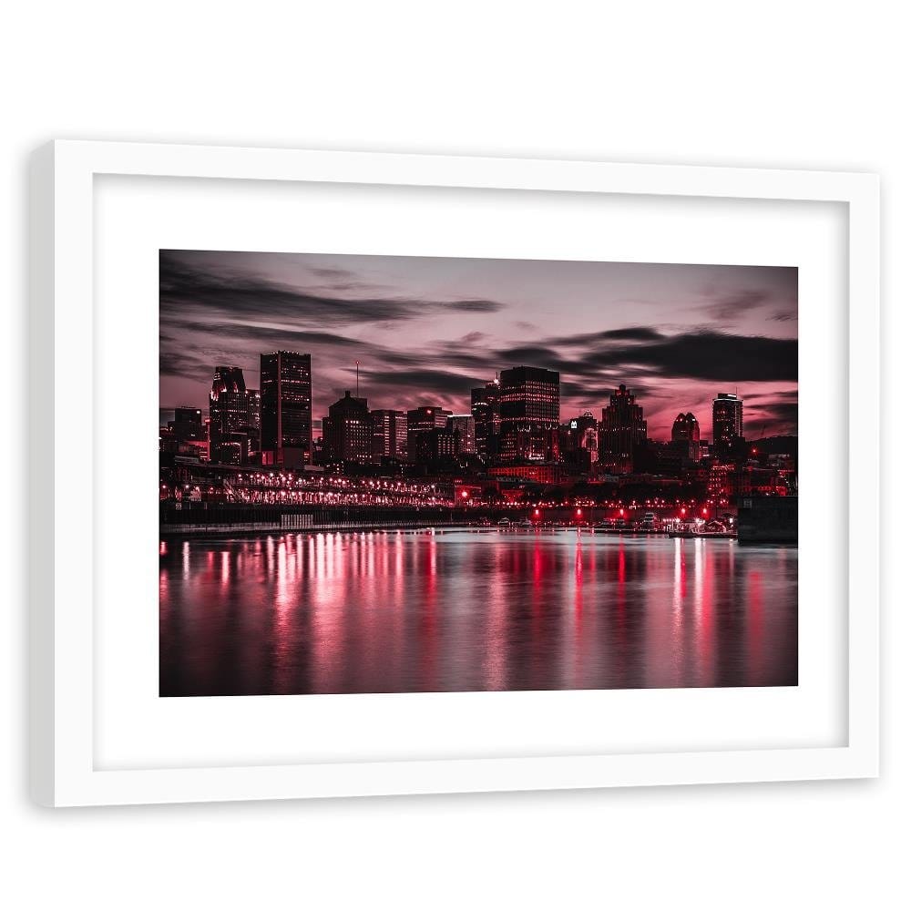 Glezna baltā rāmī - Red Lights Of The City Home Trends DECO