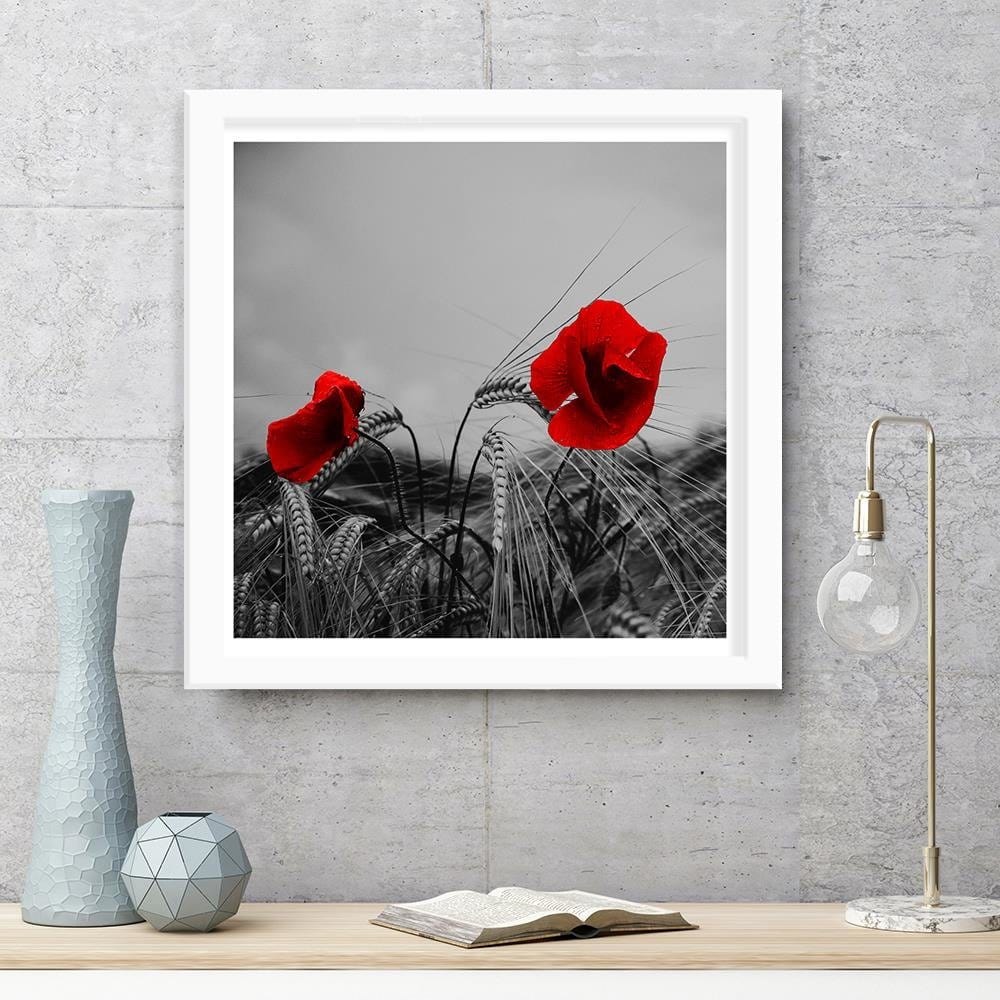 Glezna baltā rāmī - Red Poppies And Corn Home Trends DECO