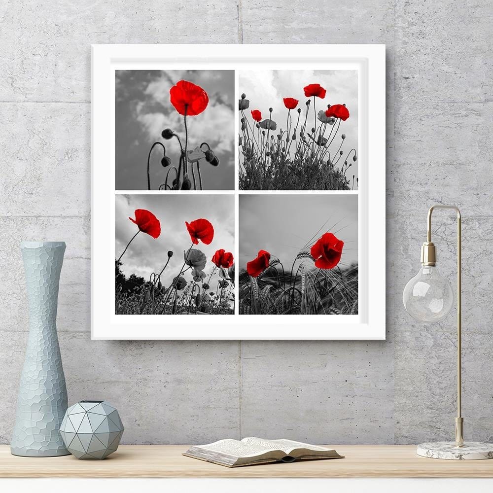 Glezna baltā rāmī - Red Poppies Home Trends DECO
